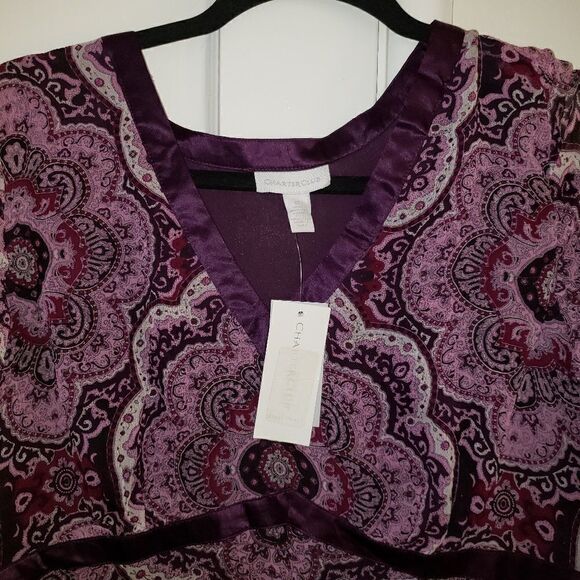 Charter Club Purple Patterned blouse sheer… - Picture 5 of 8